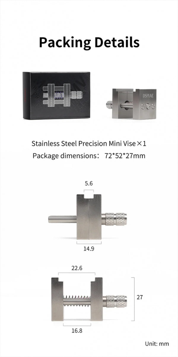 DSPIAE AT-MV Stainless Steel Precision Mini Vise/Vise – imagen 8