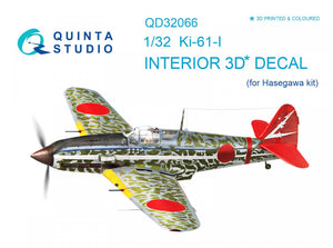 Quinta Studio QD32066 Ki-61-I 3D-Printed &amp;amp; colored Interior on decal paper (for Hasegawa kit) 1/32
