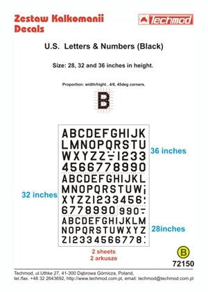 Techmod 72150 - US Letters &amp;amp; Numbers (Black) (1/72)