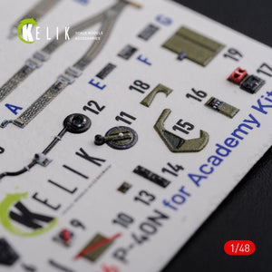 Décalcomanies 3D intérieures KELIK K48086 P-40N pour maquette Academy au 1/48 – image 7