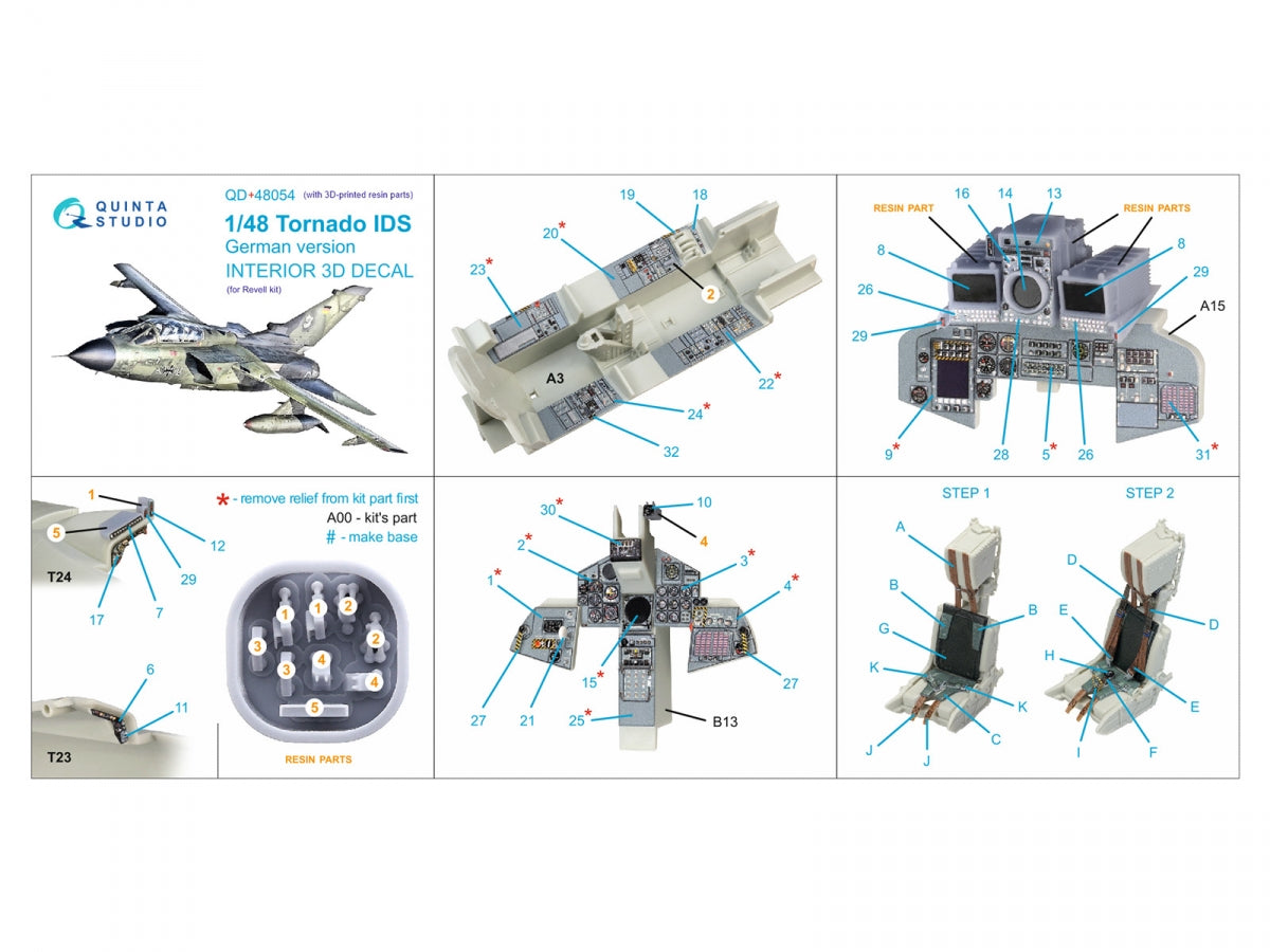 Quinta Studio QD+48054 Tornado IDS German 3D-Printed &amp;amp; colored Interior on decal paper (Revell) (with 3D-printed resin parts) 1/48 – image 2