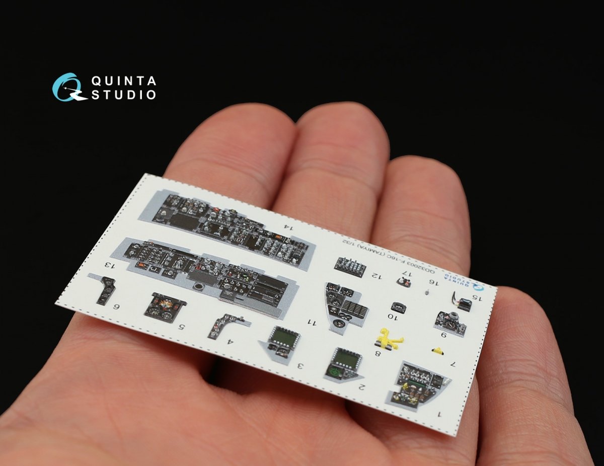 Quinta Studio QD32003 F-16C 3D-Printed &amp;amp; colored Interior on decal paper (for Tamiya kit) 1/32 – immagine 4