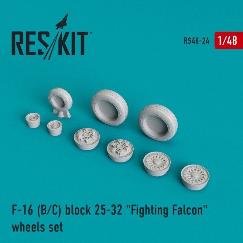RESKIT RS48-0024 F-16 (B/C) block 25-32 &amp;quot;Fighting Falcon&amp;quot; resin wheels 1/48