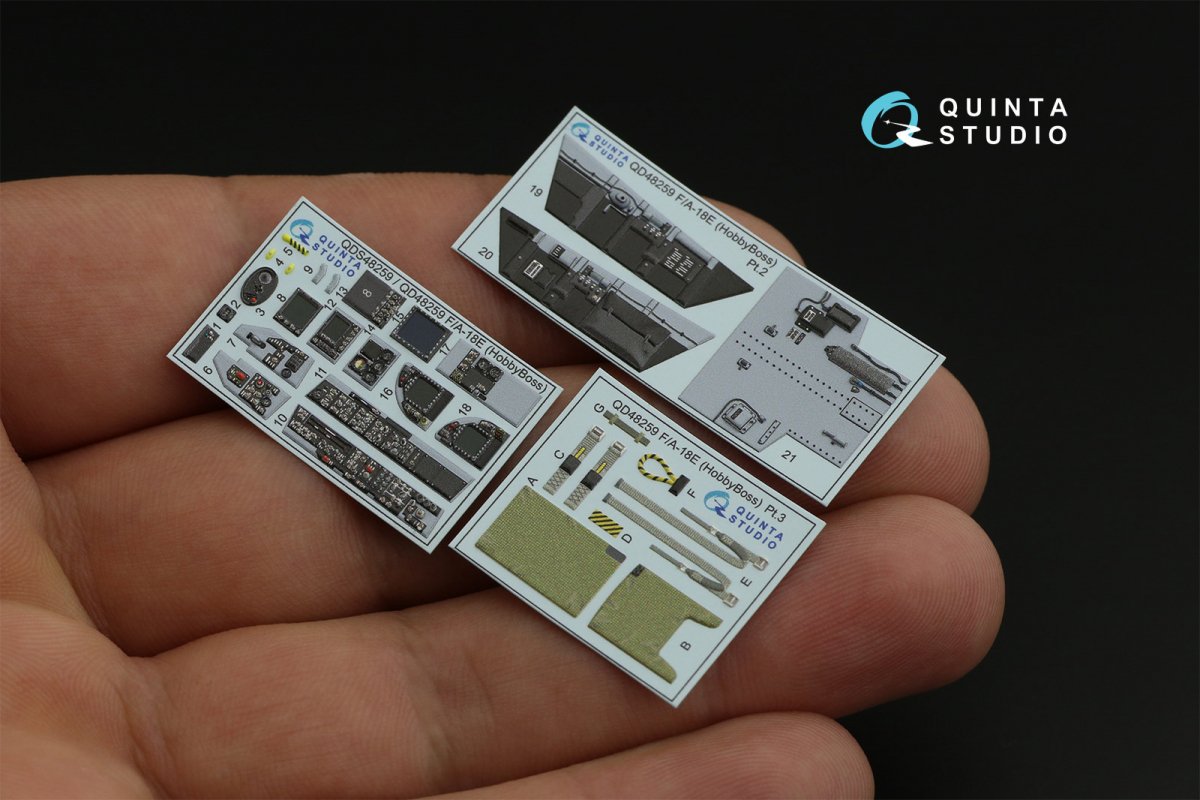 Quinta Studio QD48259 F/A-18E 3D-Printed &amp;amp; colored Interior on decal paper (HobbyBoss) 1/48 – image 3