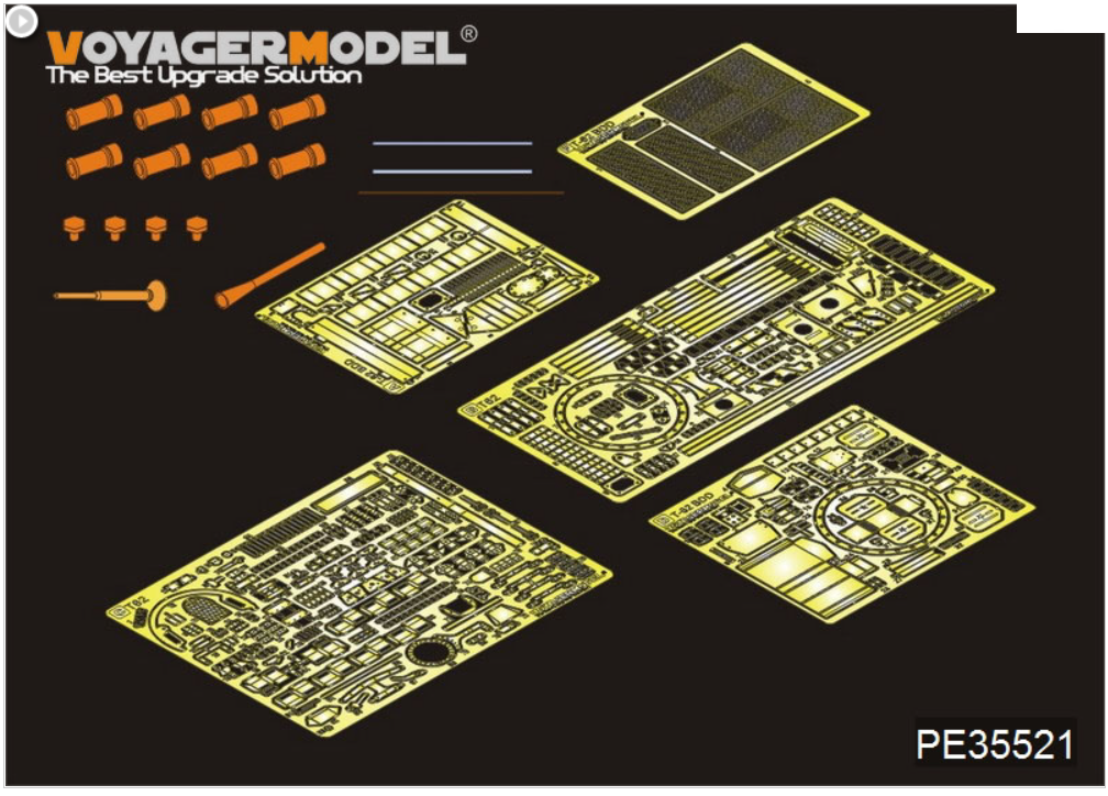 Maquette Voyager PE35521 Char moyen russe moderne T-62 Mod.1984 de base pour TRUMPETER 01554 1/35