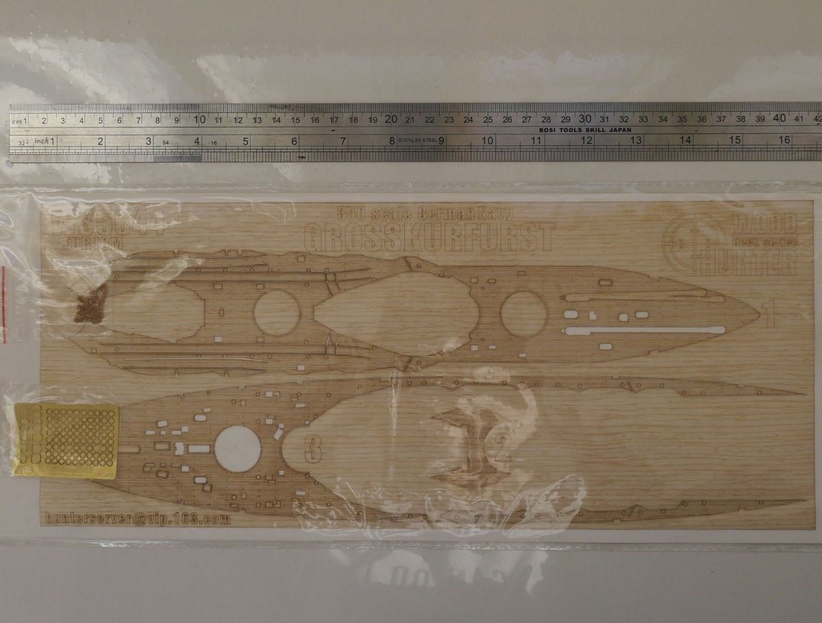 Wood Hunter W35044 Wood deck Imperial German Grosskurfurst for ICM S002 1/350 – immagine 2