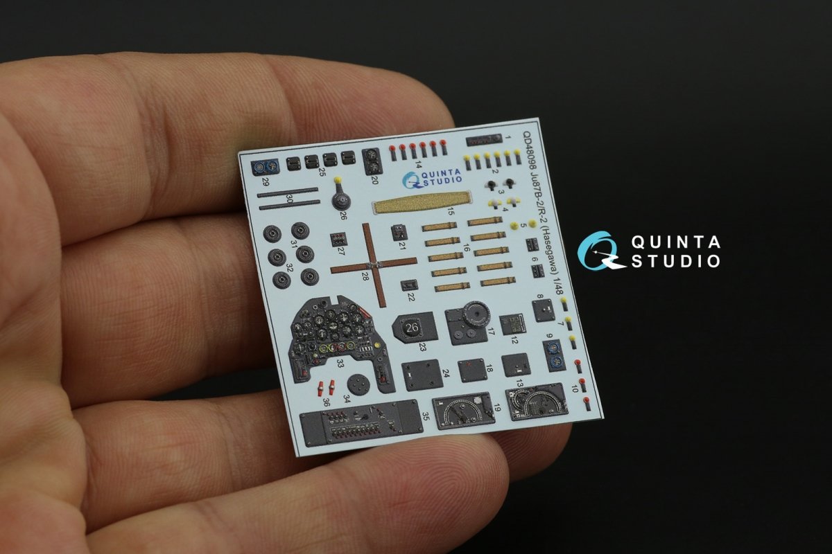 Quinta Studio QD48098 Ju 87B-2/R-2 3D-Printed &amp;amp; colored Interior on decal paper (Hasegawa) 1/48 – immagine 7