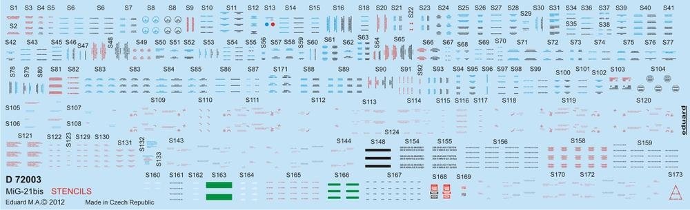 Eduard D72003 MiG-21BIS stencils 1/72