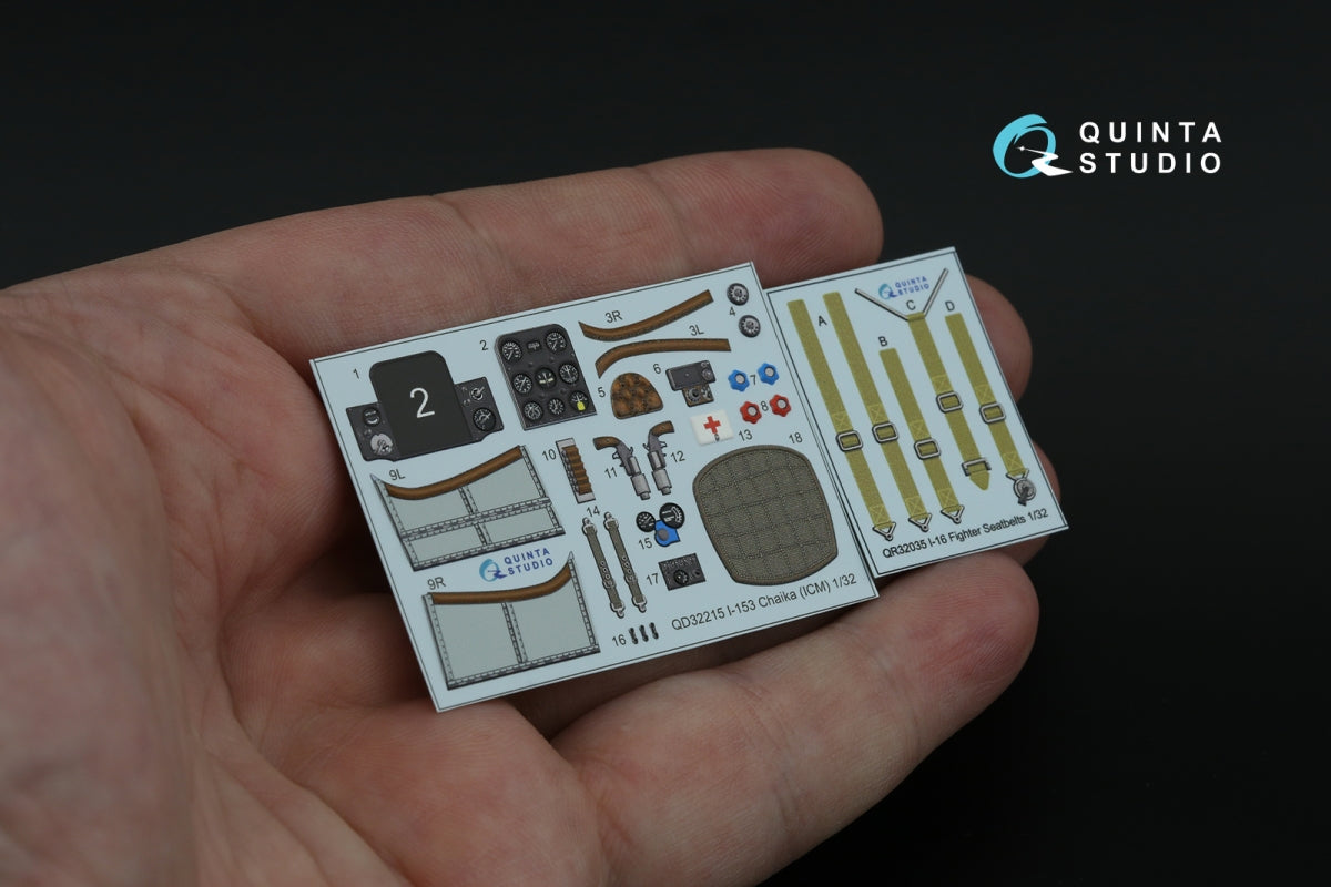 Quinta Studio QD32215 I-153 3D-Printed colored Interior on decal paper (ICM) 1/32 – image 3