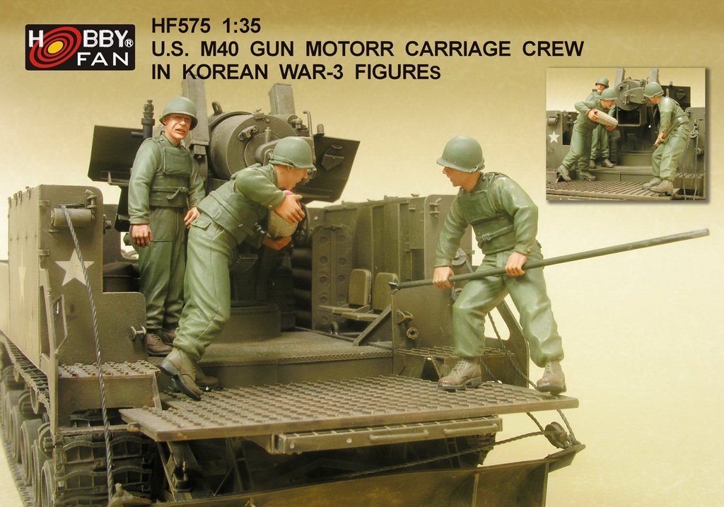 Hobby Fan HF575 US M40 GUN MOTORR CARRIAGE CREW IN KOREAN WAR-3 FIGURES