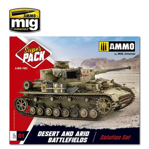 AMMO of Mig Jimenez 7802 - Super Pack Desert &amp;amp; Arid Battlefields - Solution Set - Weathering kit
