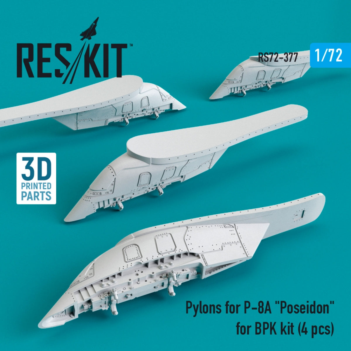 RESKIT RS72-0377 PYLONS FOR P-8A "POSEIDON" FOR BPK KIT (4 PCS) (3D PRINTED) 1/72
