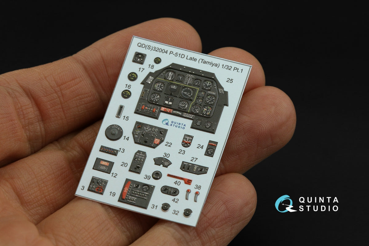 Quinta Studio QDS-32004 P-51D (Late) 3D-Printed colored Interior on decal paper (Tamiya) (small version) 1/32 – image 4