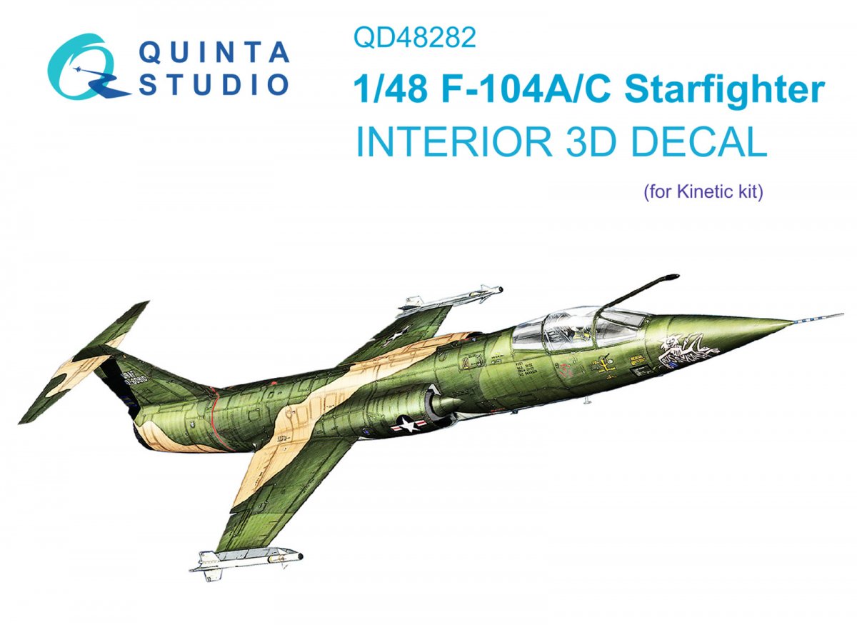 Quinta Studio QD48282 F-104A/С 3D-Printed &amp;amp; colored Interior on decal paper (Kinetic) 1/48