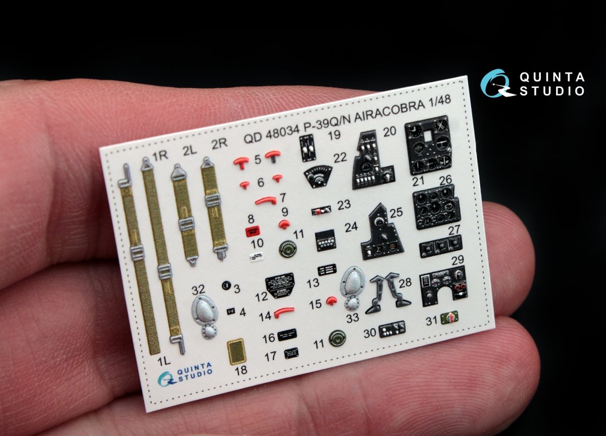 Quinta Studio QD48034 P-39Q/N 3D-Printed &amp;amp; coloured Interior on decal paper (for Hasegawa kit) 1/48 – zdjęcie 3
