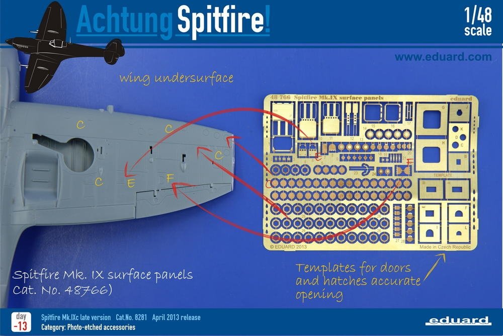 Eduard 48766 Spitfire Mk. IX surface panels 1/48 EDUARD – obrázek 6