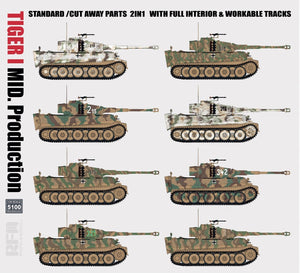 Rye Field Model 5100 TIGER I MID.Production STANDARD/CUT AWAY PARTS 2 IN 1 WITH FULL INTERIOR&amp;amp;WORKABLE TRACKS 1/35 – image 5