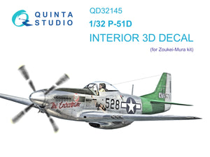 Quinta Studio QD32145 P-51D Mustang 3D-Printed &amp;amp; colored Interior on decal paper (Zoukei-Mura SWS) 1/32