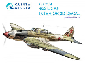 Quinta Studio QD32154 IL-2M3 3D-Printed &amp;amp; colored Interior on decal paper (Hobby Boss) 1/32
