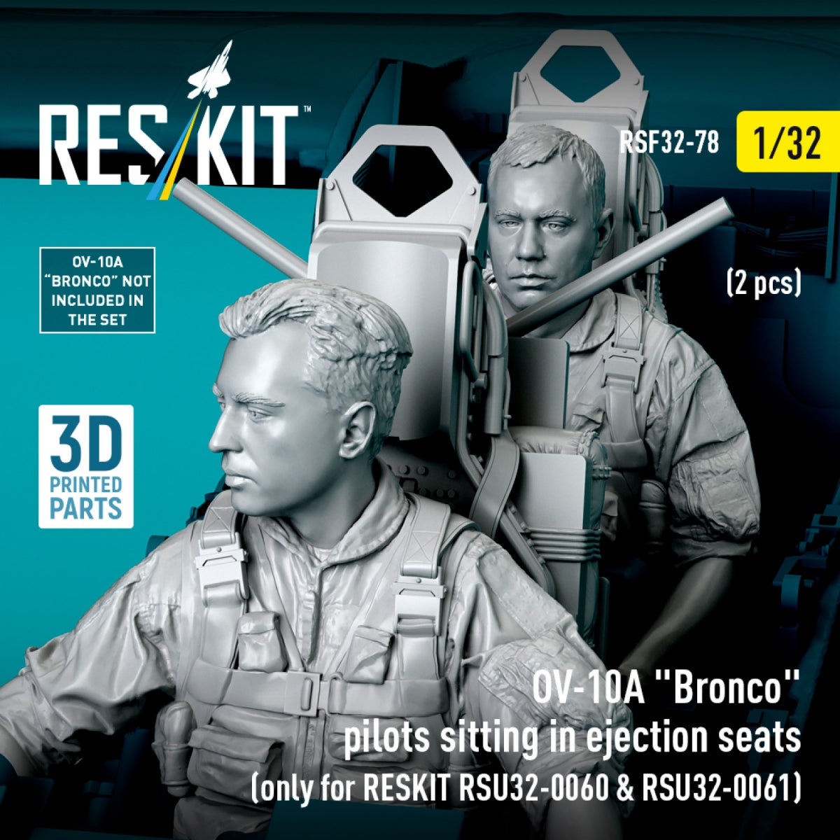 RESKIT RSF32-0079 OV-10A &amp;quot;Bronco&amp;quot; pilots sitting in ejection seats (2 pcs) (only for RESKIT RSU32-0060 &amp;amp; RSU32-0061) (3D Printed) 1/32 – image 4