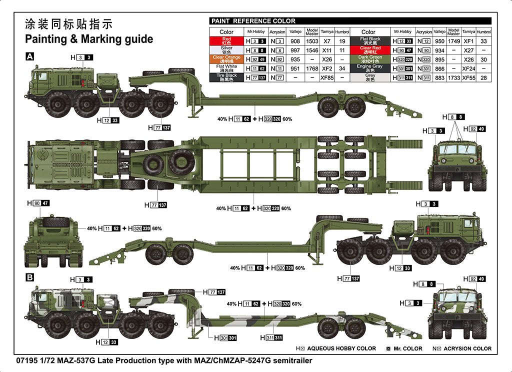 Trumpeter 07195 MAZ-537G Late production type with MAZ/ChMZAP-5247G semitrailer 1/72 – image 5
