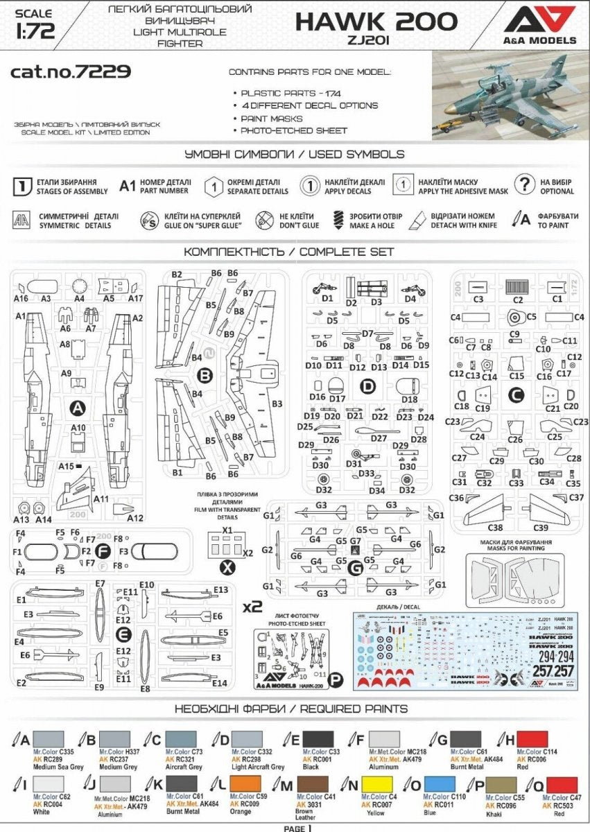 A&amp;amp;A Models 7229 Hawk 200 ZG201 - Light Multirole Fighter 1/72 – obrázek 3