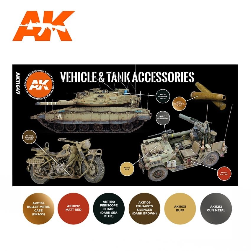 AK Interactive AK11647 3G VEHICLE AND TANK ACCESSORIES 6x17ml – image 2