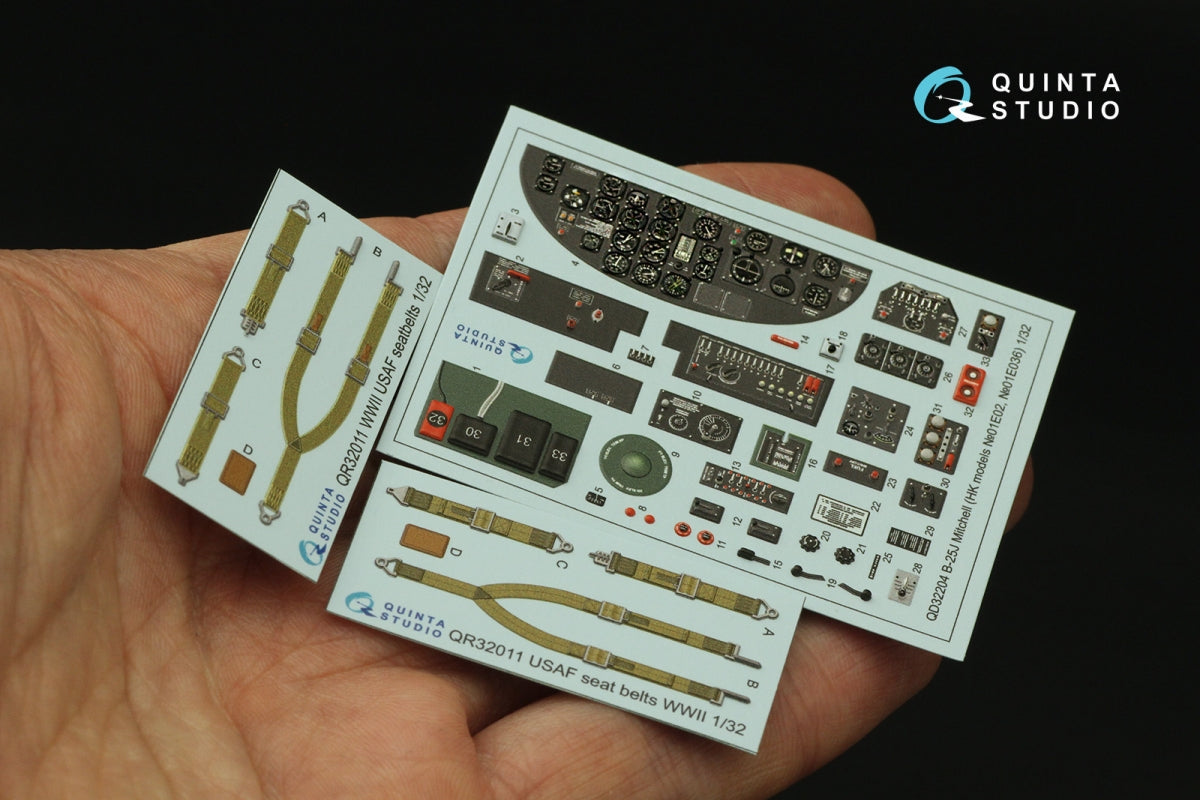 Quinta Studio QD32204 B-25J Mitchell Gun nose 3D-Printed &amp;amp; colored Interior on decal paper (HK models) 1/32 – Bild 5