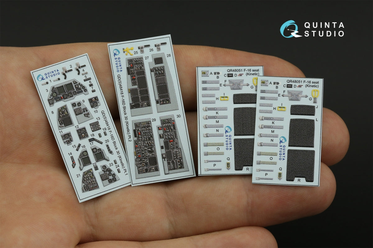 Quinta Studio QD48418 F-16D block 30 3D-Printed &amp;amp; colored Interior on decal paper (Kinetic 2022 tool) 1/48 – obrázek 3