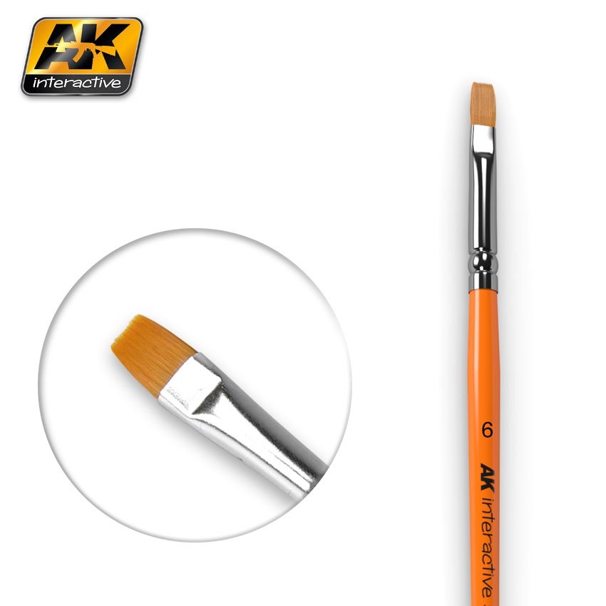AK Interactive AK611 FLAT BRUSHES 6 SYNTHETIC