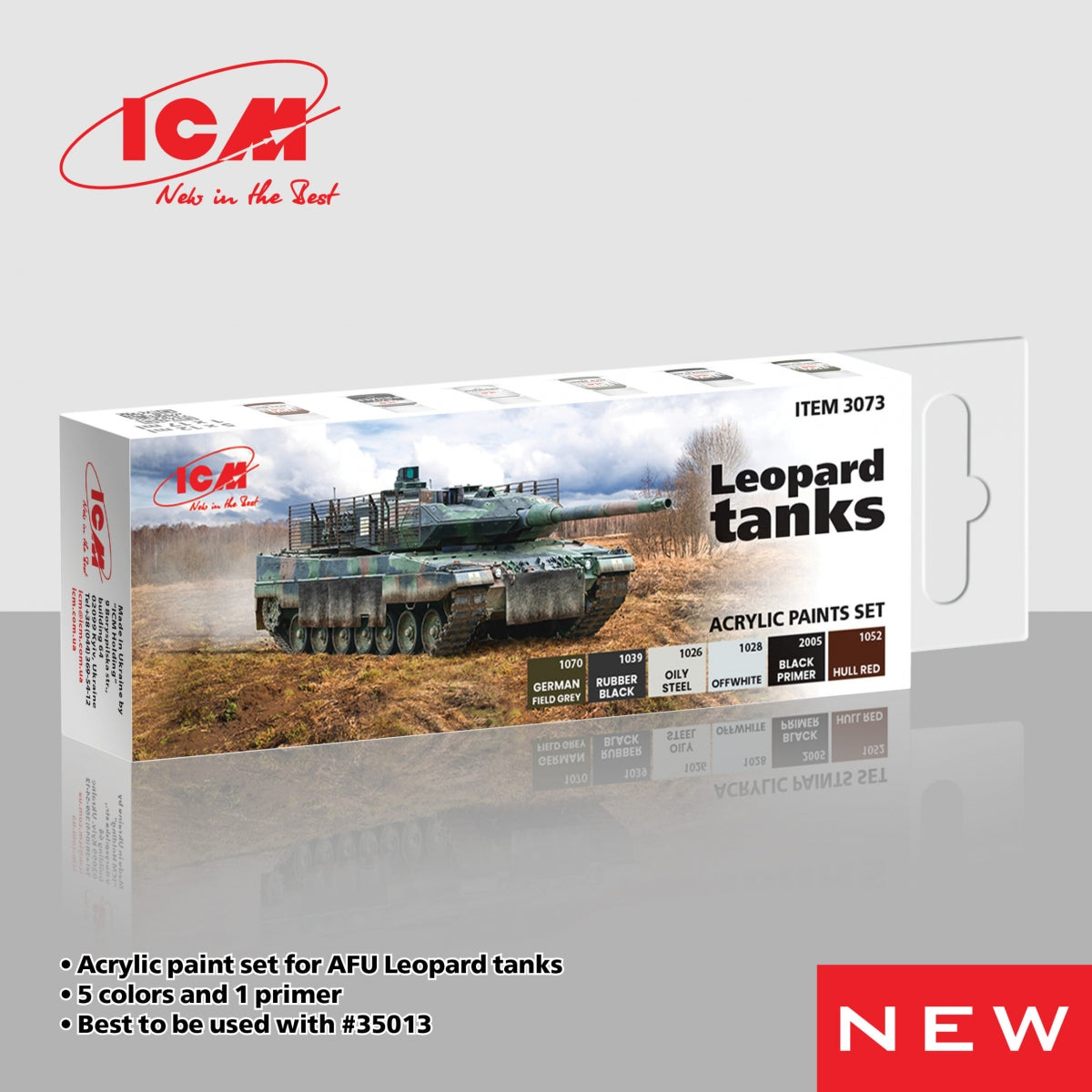 ICM 3073 Acrylic paints set for AFU Leopard tanks 12 ml x 6