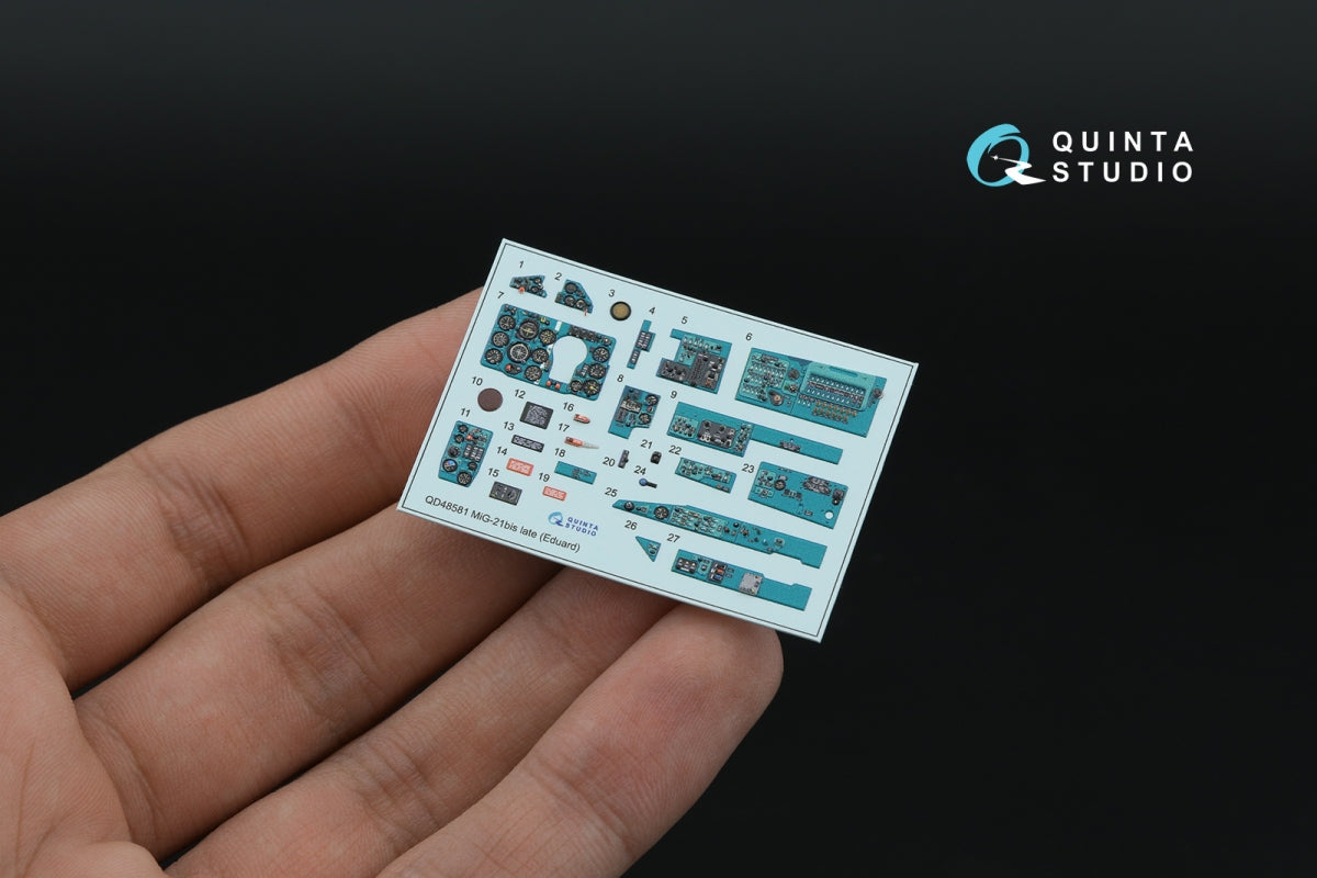 Quinta Studio QD+48581 MiG-21bis late Fishbed-N 3D-Printed &amp;amp; colored Interior on decal paper (Eduard) (with 3D-printed resin parts) 1/48 – image 3