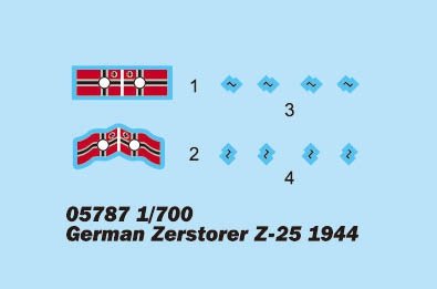Trumpeter 05787 German Zerstorer Z-25 1944 1/700 – obrázek 2