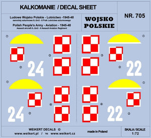 Weikert Decals DEC705 Polish Army - Ił2M3 attack aircraft - 6th Assault Aviation Regiment 1/72