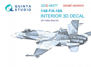 Quinta Studio QDS-48277 F/A-18А 3D-Printed &amp;amp; colored Interior on decal paper (HobbyBoss)(Small version) 1/48