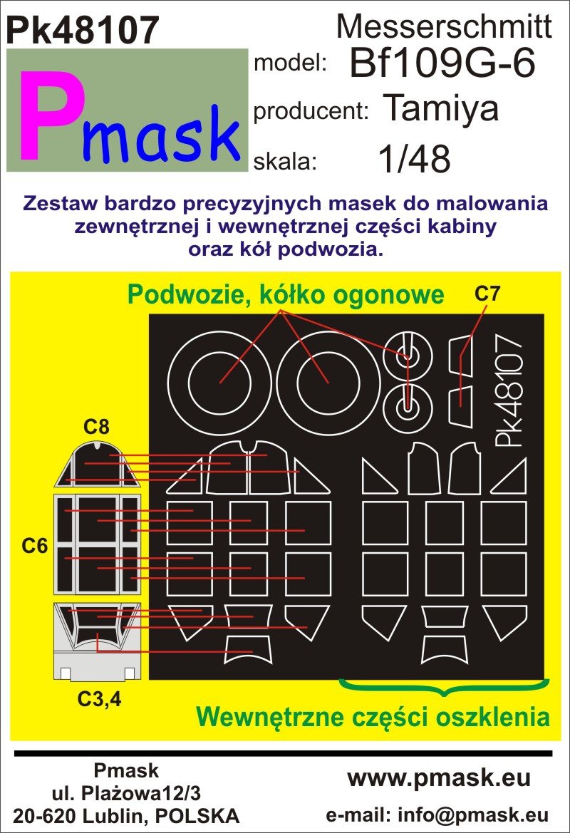P-Mask PK48107 Messerschmitt Bf109G-6 Tamiya 1/48