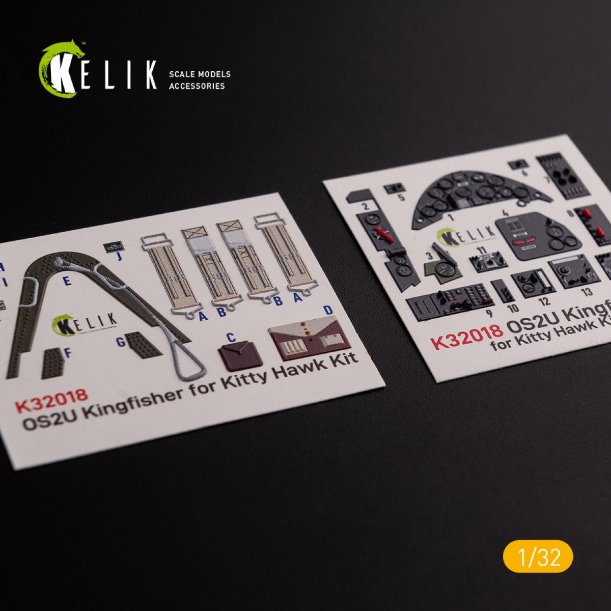 KELIK K32018 OS2U Kingfisher - Décalcomanies 3D intérieures pour maquettes Kitty Hawk/Zimi au 1/32