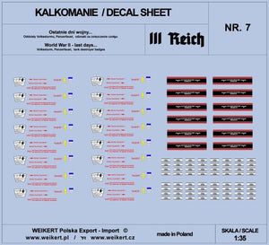 Weikert Decals DEC207 The Last Days of the War - Panzerfaust markings, Volkssturm insignia - vol.7 1/35