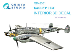 Quinta Studio QD48301 Bf 110E/F 3D-Printed &amp;amp; colored Interior on decal paper (Eduard) 1/48