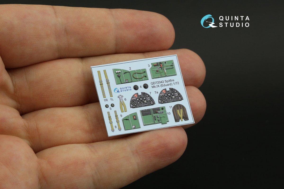 Quinta Studio QD72042 Spitfire Mk.IX 3D-Printed &amp;amp; colored Interior on decal paper (Eduard) 1/72 – immagine 3