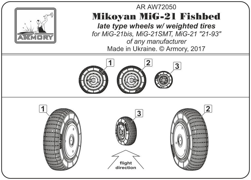 Armory Models AW72050 Mikoyan MiG-21 Fishbed wheels w/ weighted tires, late 1/72 – obrázek 6