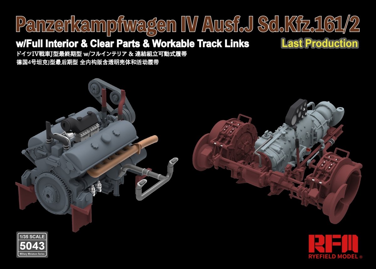 Rye Field Model 5043 Panzerkampfwagen IV Ausf.J Sd.Kfz.161/2 (w/full interior&amp;amp;clear parts&amp;amp;workle track links) 1/35 – obrázek 7