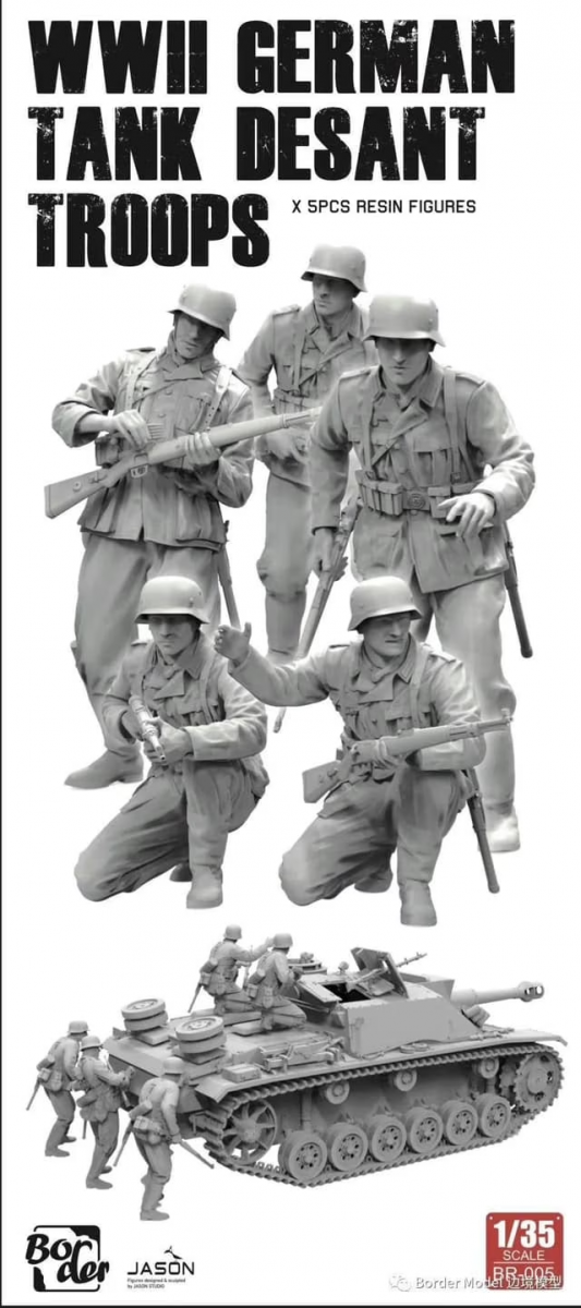 Border Model BR-005 WWII German Tank Landing Troops resin figures 5 Pcs. 1/35