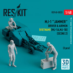 RESKIT RSF48-0033 MJ-1 Jammer Driver airmens (Vietnam) (MJ-1A,MJ-1B) (scene 2) (3 pcs) (3D Printed) 1/48