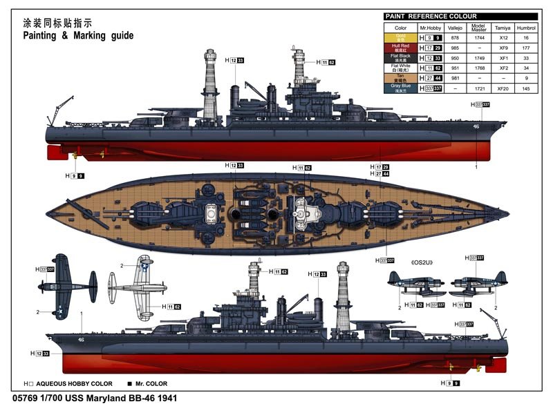 Trumpeter 05769 USS Maryland (BB-46) 1941 1/700 – Bild 3