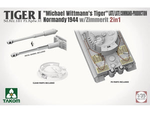Takom 2201 Tiger I Late Production w/zimmerit Normandy 1944 Sd.Kfz. 181 Pz.Kpfw. VI Ausf. E &amp;quot;Michael Wittmann&amp;#39;s Tiger&amp;quot;(Late/Late Command) 1/35 – Bild 6