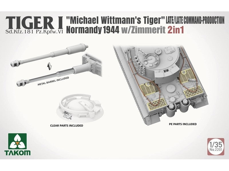 Takom 2201 Tiger I Late Production w/zimmerit Normandy 1944 Sd.Kfz. 181 Pz.Kpfw. VI Ausf. E &amp;quot;Michael Wittmann&amp;#39;s Tiger&amp;quot;(Late/Late Command) 1/35 – Bild 6
