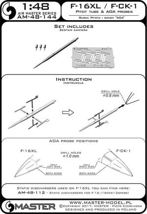 Master AM-48-144 F-16XL / F-CK-1 Prototypes Pitot Tube &amp;amp; AOA Probes (1/48) – obrázek 4