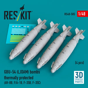 RESKIT RS48-0505 GBU-54 (LJDAM) bombs thermally protected (4 pcs) (3D Printed) 1/48
