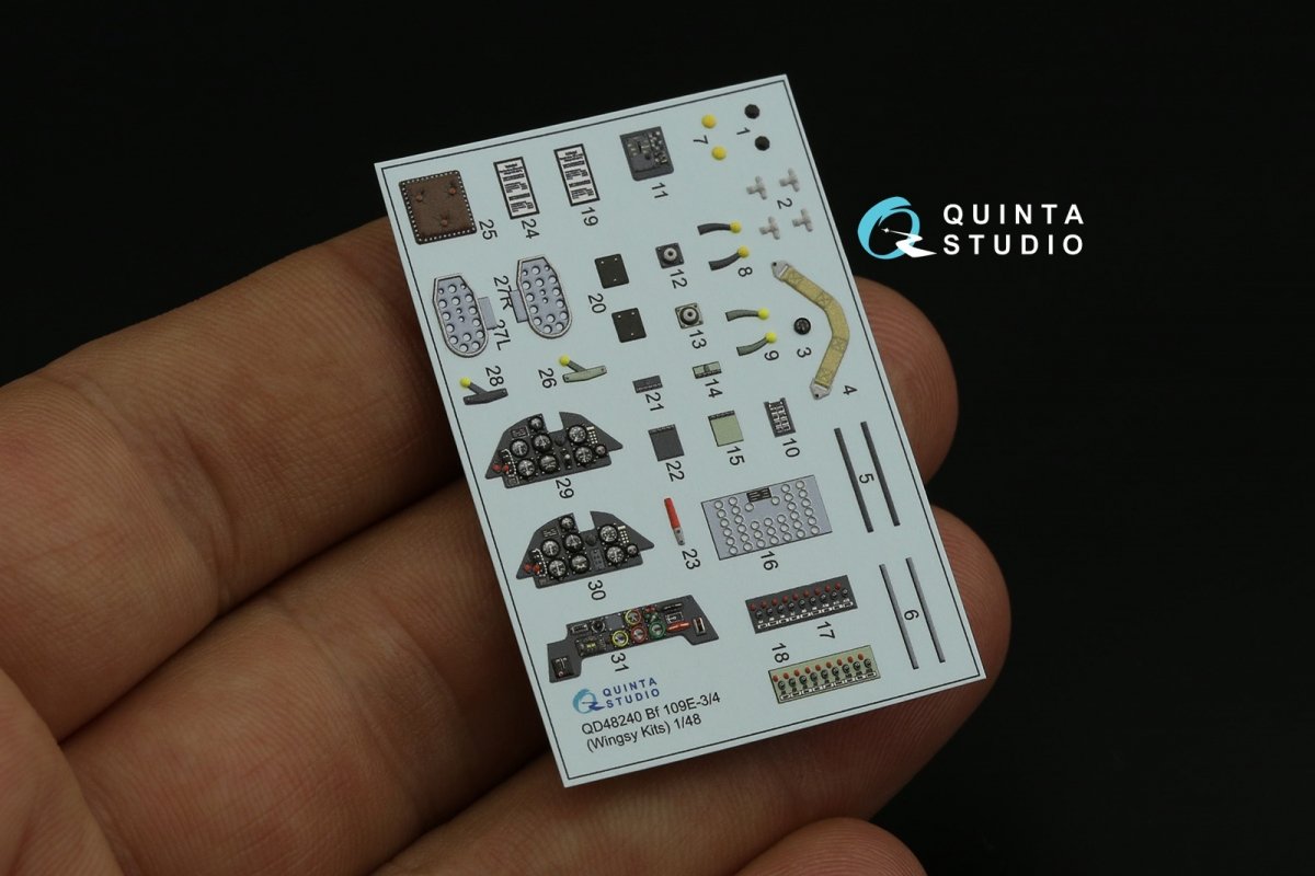 Quinta Studio QD48240 Bf 109E-3/4 3D-Printed &amp;amp; colored Interior on decal paper (Wingsy kits) 1/48 – immagine 10